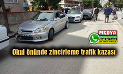 Okul önünde zincirleme trafik kazası