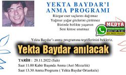 Yekta Baydar bugün kabri başında anılacak