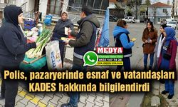 Polis, pazaryerinde esnaf ve vatandaşları KADES hakkında bilgilendirdi