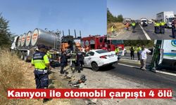 Kamyon ile otomobil çarpıştı 4 ölü