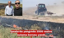 İpsala’da yangında 2500 metre sulama borusu yandı