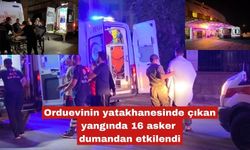 Çıkan yangında 16 asker dumandan etkilendi