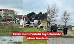 Erikli Sahili’ndeki işyerlerinde yıkım başladı