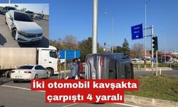İki otomobil kavşakta çarpıştı 4 yaralı