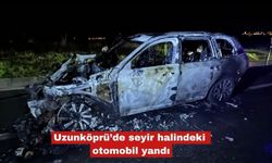 Uzunköprü’de seyir halindeki otomobil yandı