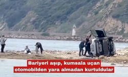 Bariyeri aşıp, kumsala uçan otomobilden yaralanan yok