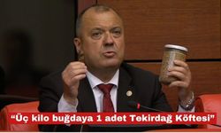 3 kilogram buğday 1 adet Tekirdağ köftesi alıyor