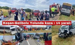 Tıra  çarpan minibüste 14 kişi yaralandı