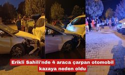 Erikli Sahili'nde 4 araca çarpan otomobil kazaya neden oldu