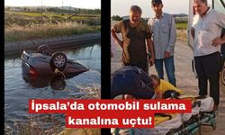 İpsala’da otomobil sulama kanalına uçtu!