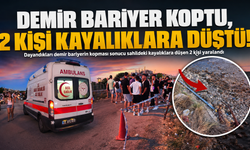 Dayandıkları bariyer koptu 2 kişi düştü