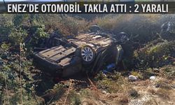 Enez’de otomobil şarampole devrildi: 2 yaralı