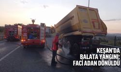 Keşan'da Seyir Halindeki Hafriyat Kamyonunda Balata Yangını