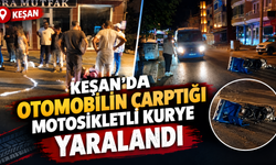 Keşan’da otomobilin çarptığı motosikletli kurye yaralandı
