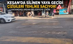 Keşan’da silinen yaya geçidi çizgileri tehlike saçıyor