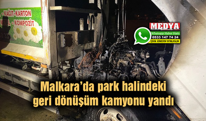Malkara’da park halindeki geri dönüşüm kamyonu yandı