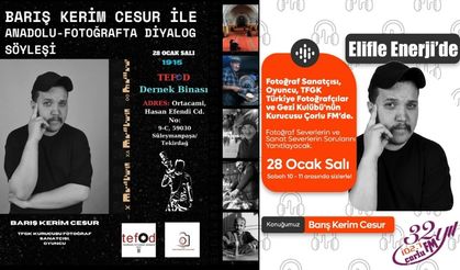 Fotoğraf sanatçısı ve oyuncu Barış Kerim Cesur Tekirdağ’a geliyor
