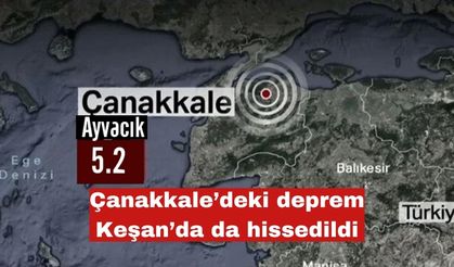Çanakkale’de 5.2 büyüklüğünde deprem