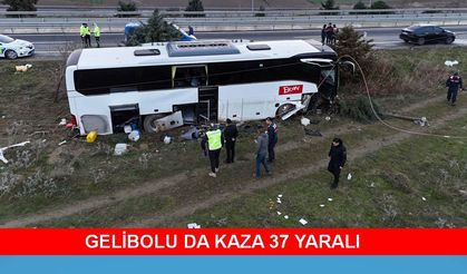 Çanakkale'de tur otobüsü yoldan çıktı; 37 yaralı