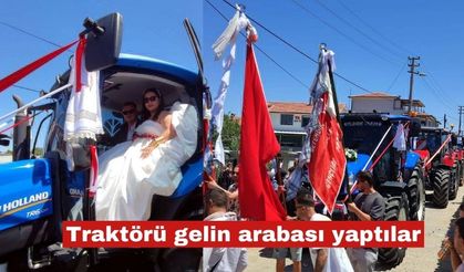 Traktörü gelin arabası yaptılar