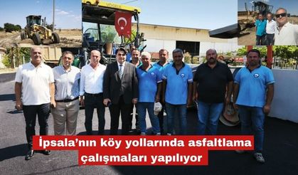 İpsala’nın köy yollarında asfaltlama çalışmaları yapılıyor