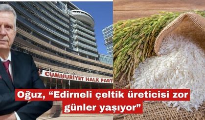 Oğuz, “Edirneli çeltik üreticisi zor günler yaşıyor”