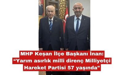 MHP Keşan İlçe Başkanı İnan: “Partimiz 57 yaşında”