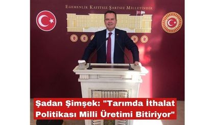 Şimşek: "Tarımda İthalat Politikası Milli Üretimi Bitiriyor"