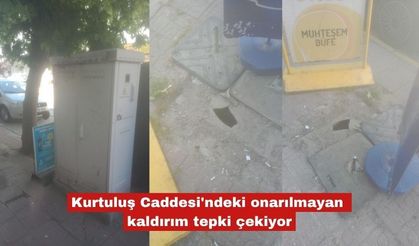 Kurtuluş Caddesi'ndeki onarılmayan kaldırım tepki çekiyor