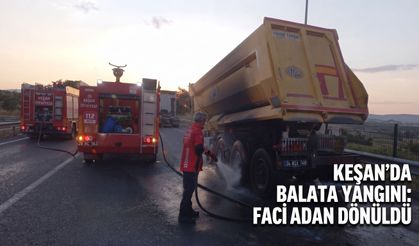 Keşan'da Seyir Halindeki Hafriyat Kamyonunda Balata Yangını