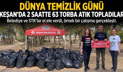'Dünya Temizlik Günü'nde 2 saatte 63 torba atık topladılar
