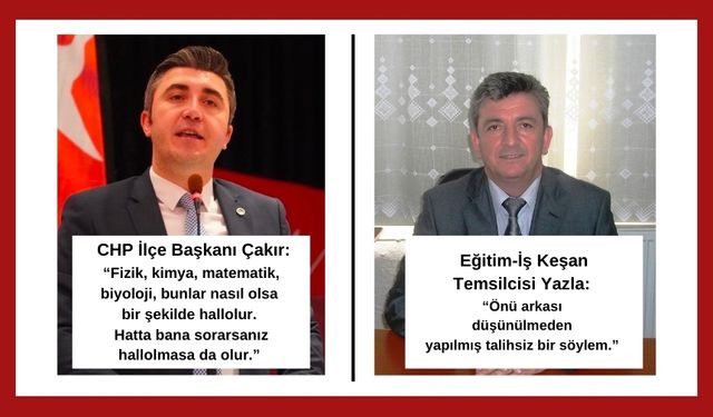 Eğitim-İş Keşan Temsilcisi Erol Yazla, CHP İlçe Başkanı Anıl Çakır'ın konuşmasına cevap verdi