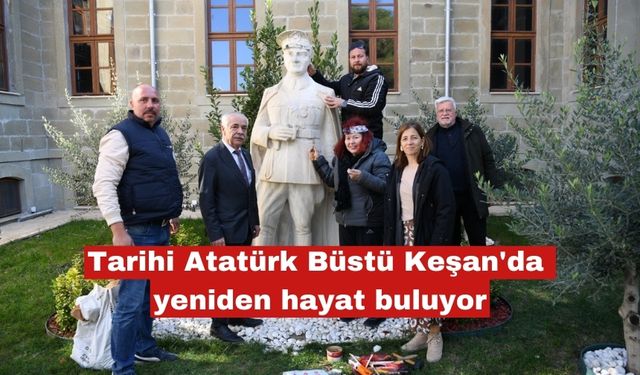 Tarihi Atatürk heykeli Keşan'da yeniden hayat buluyor