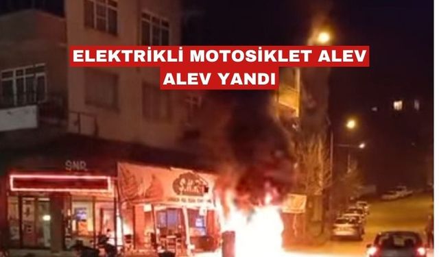 İpsala’da elektrikli motosiklet alev alev yandı