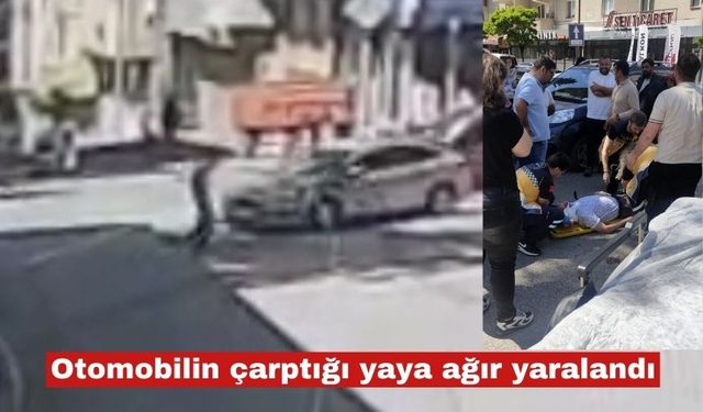 Otomobilin çarptığı yaya ağır yaralandı; kaza kamerada