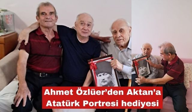 Ahmet Özlüer’den Aktan’a Atatürk Portresi hediyesi