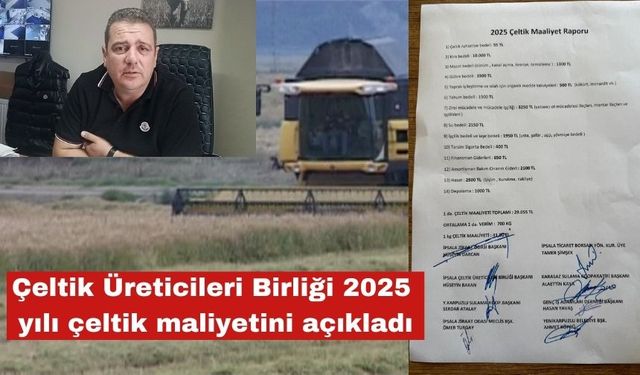 2025 yılı çeltik maliyeti Raporu açıklandı