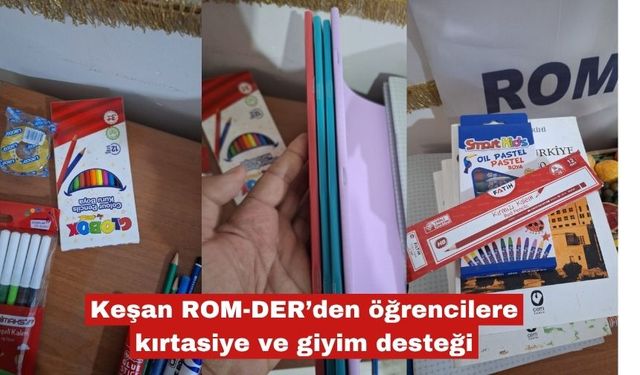 Keşan ROM-DER’den öğrencilere kırtasiye ve giyim desteği
