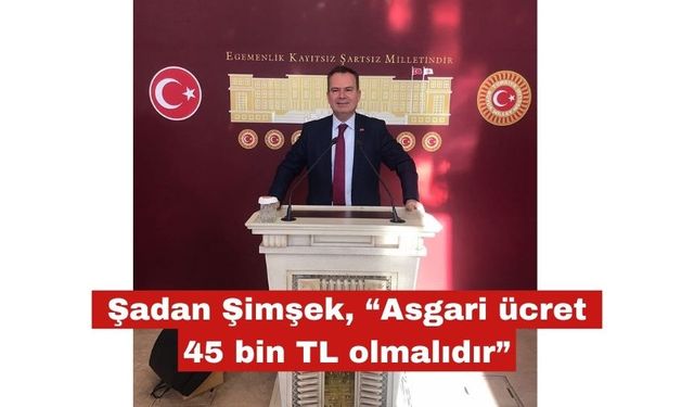 Şadan Şimşek, “Asgari ücret 45 bin TL olmalıdır”