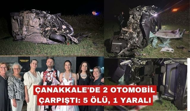 Çanakkale'de 2 otomobil çarpıştı: 5 ölü, 1 yaralı