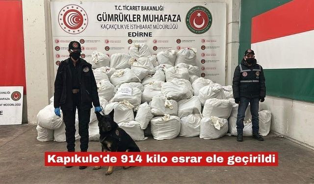 Kapıkule'de 914 kilo esrar ele geçirildi