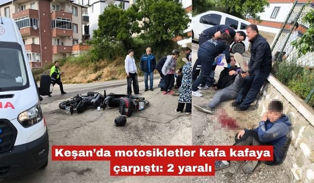 Keşan’da motosikletler kafa kafaya çarpıştı: 2 yaralı