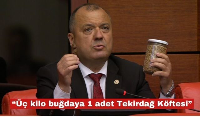 3 kilogram buğday 1 adet Tekirdağ köftesi alıyor