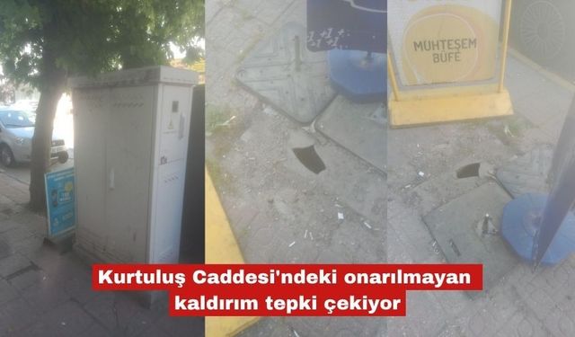 Kurtuluş Caddesi'ndeki onarılmayan kaldırım tepki çekiyor