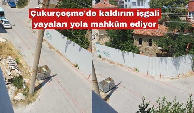 Çukurçeşme'de kaldırım işgali yayaları yola mahkûm ediyor