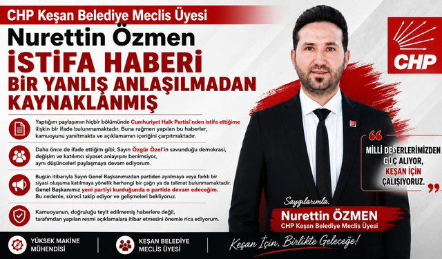 Özmen” istifa haberim yanlış anlaşılmadan kaynaklanmış”
