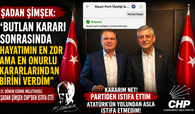 Şimşek, İstifam en zorlu kararım oldu"