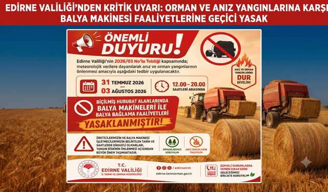 Edirne Valiliği’nden kritik uyarı