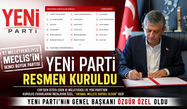 Yeni Parti’nin genel başkanı Özgür Özel oldu