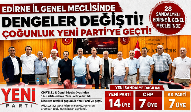 Edirne İl Genel Meclisinde dengeler değişti